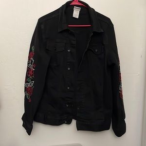 Sailor Moon Tuxedo Mask Embroidered Black Denim Jacket